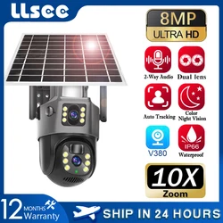 LLSEE V380 Pro 4K 8MP 4G SIM card solar CCTV wireless camera CCTV outdoor WIFI solar camera 360 built-in battery waterproof