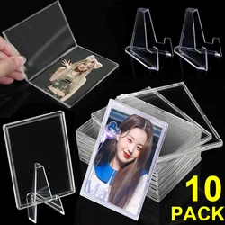 Transparent Trading Card Protector with Display Stands Acrylic Card Holder Rack for Kpop Idol Game Photo Card Storage Case Stand