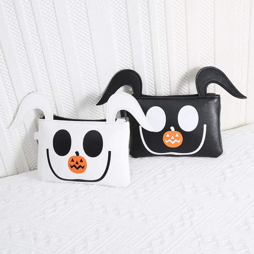 Fashion Design Ghost Halloween Coin Purse Makeup Bag Korean Style Small Item Bag Solid Color Wallet Pumpkin Card Bag Travel