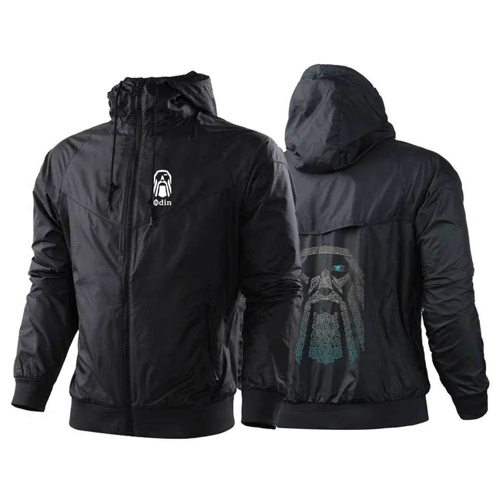 

2024 New Printing Men Vikings Odin Warrior Legend Five-Color Windproof Casual Hooded Windbreaker Sweatshirt Fashion Jacket Top