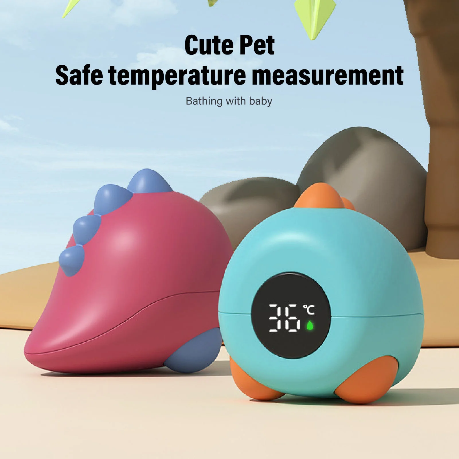 Dinosaur Baby Bath Thermometer Real Time Digital Water Temperature Thermometer for Newborn Swimming and Bath