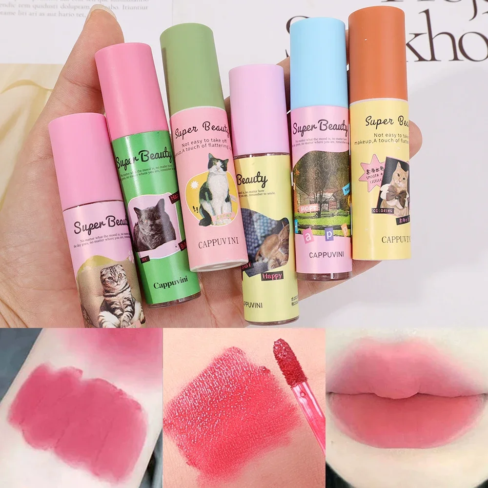 Brillo de labios rosa, rojo y marrón, resistente al agua, larga duración, fácil de llevar, terciopelo, sedoso, suave, barro líquido, maquillaje coreano, tinte de labios