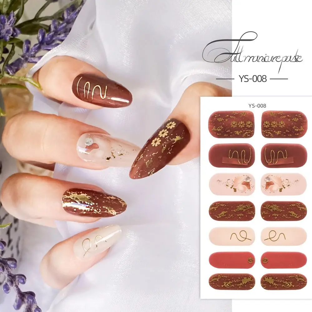 14 Strips Semi Cured Gel Nail Stickers French Nail Art Full Cover Gel Nail Polish Strips Gel Full Nail Wraps