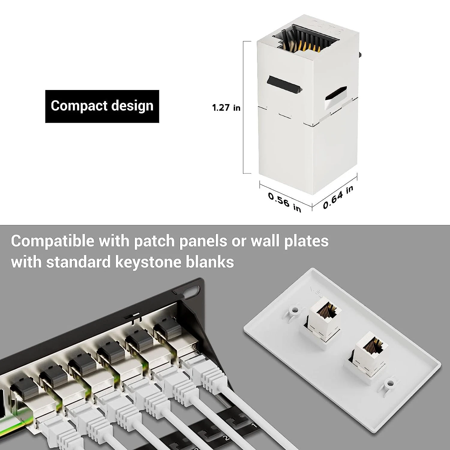 ZoeRax 2 Stück Cat7 Cat6a Cat6 Cat5e Keystone-Koppler, RJ45 Keystone-Buchse Inline-Koppler, geschirmter RJ45 8P8C bis zu 10 Gbit/s – Detail 4