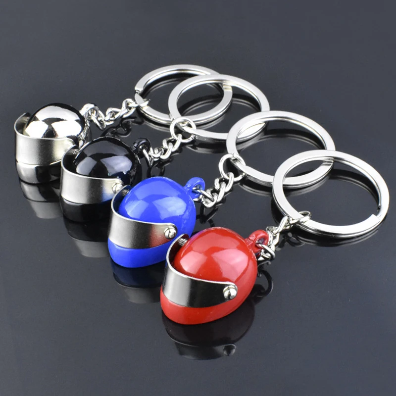 Simulation Helmet Keychains Creative Motorcycle Helmet Keychains Stereo Model Keyring Backpack Key Pendant For Men Gift