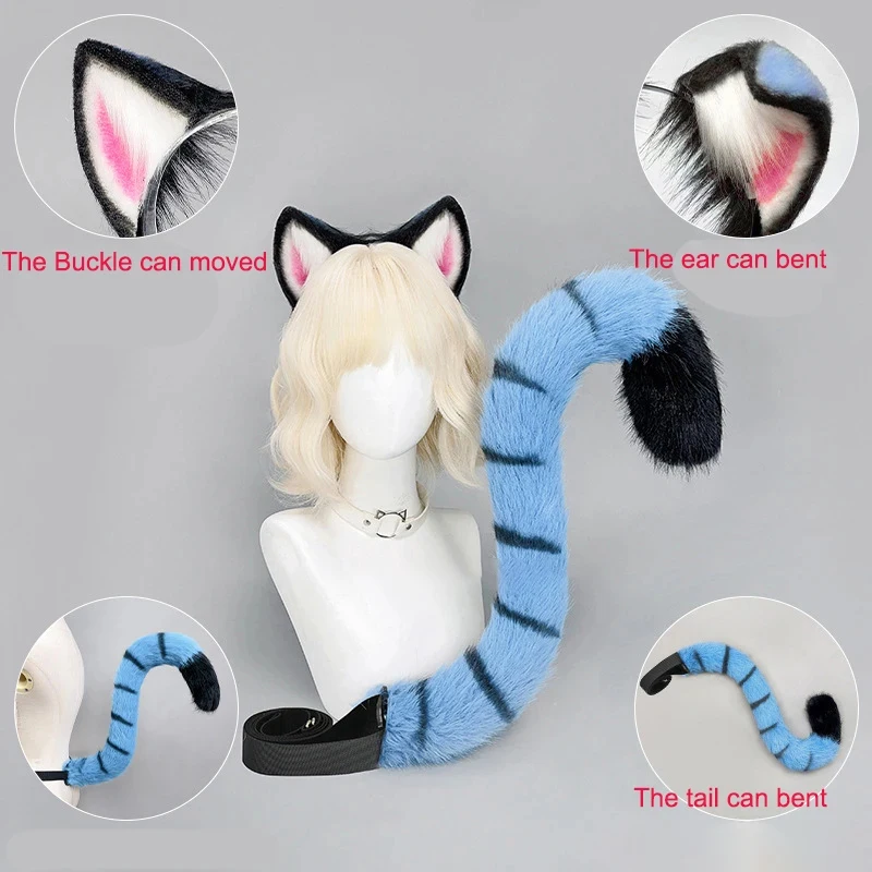 Cosplay Kpop Demon Hunters Tiger Tail Headwear Set Party Props Ear Holiday Carnival Club Pub Masquerade Costume Women Headband