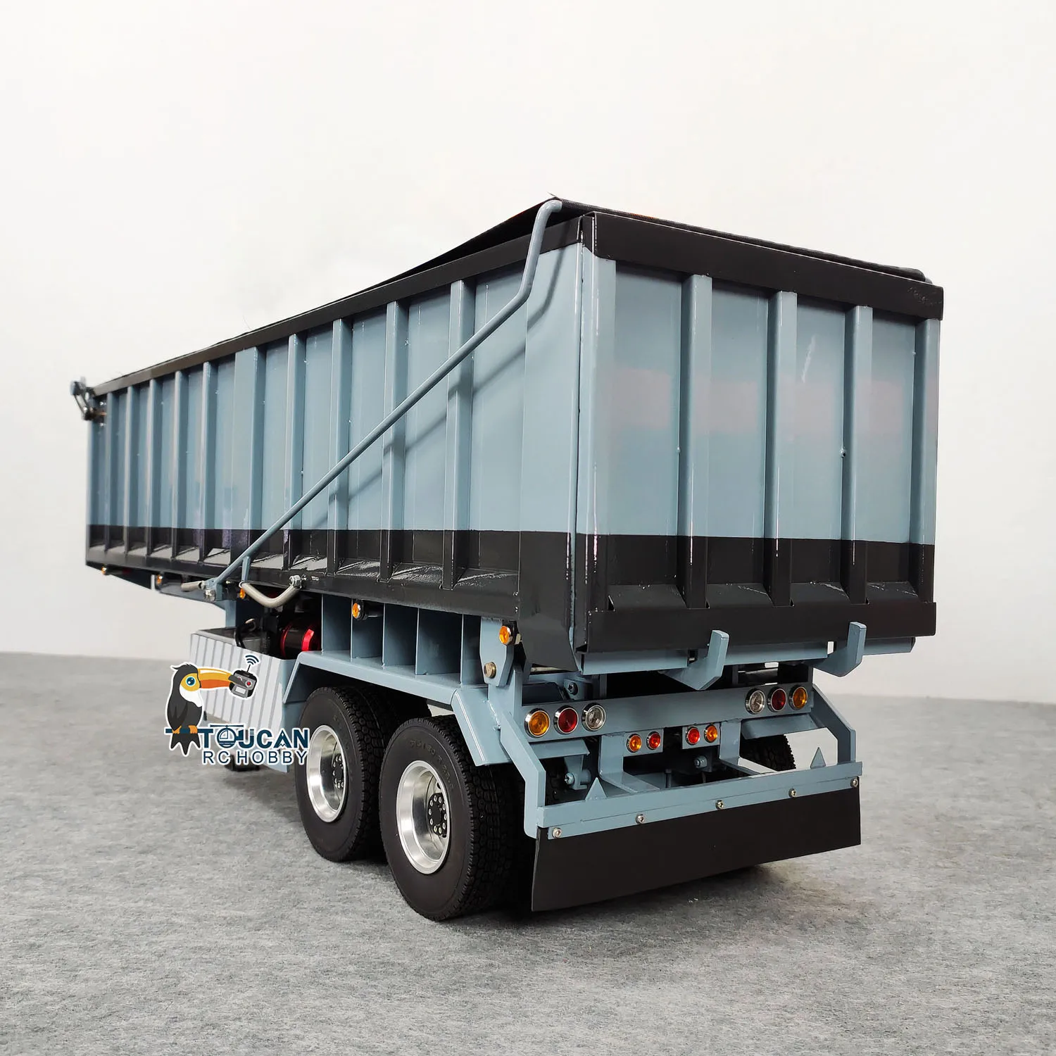 1/14 Metal 2-axle Hydraulic Dump Trailer Electric Tarpaulin for Toy RC Tractor Truck Cars Vehicle Model