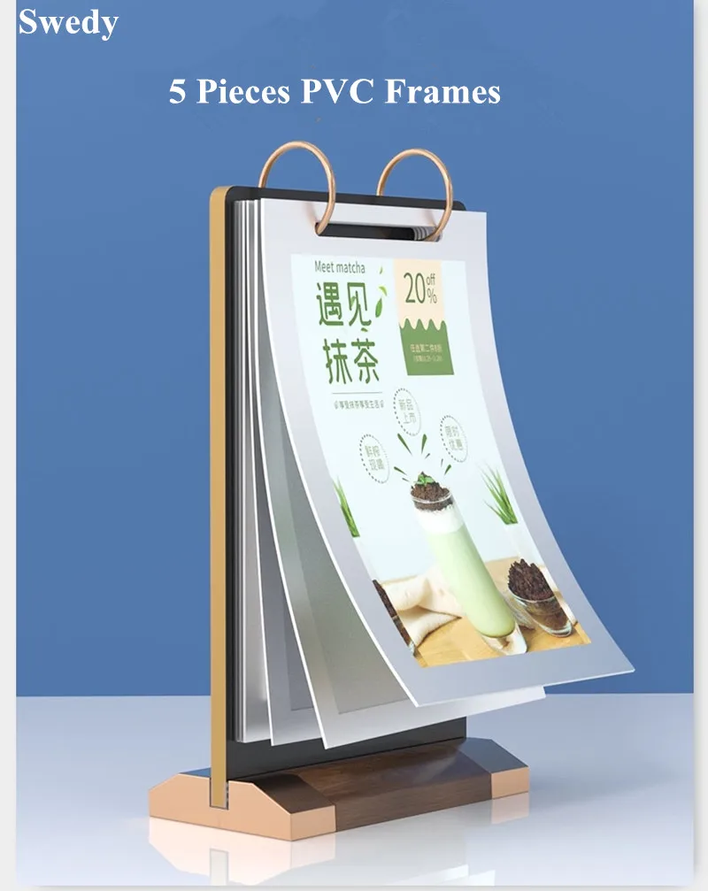 A6 T Shape Table Number Card Restaurant Menu Paper Holder Acrylic Sign Holder Display Stand Photo Picture Poster Frame