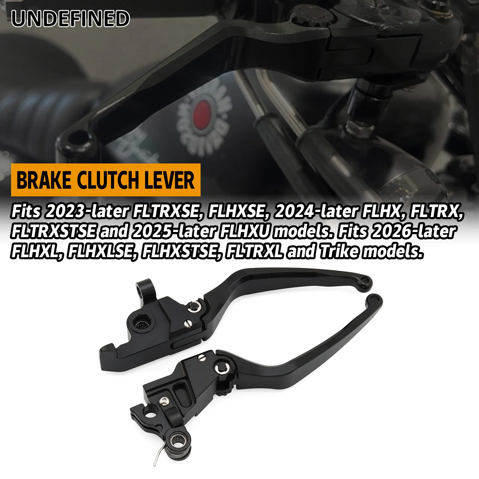 

Adjustable Brake & Clutch Levers (Short/Long) for Harley Touring CVO Street Glide Road Glide FLHX FLTRX 2023-UP (Chrome/Black)