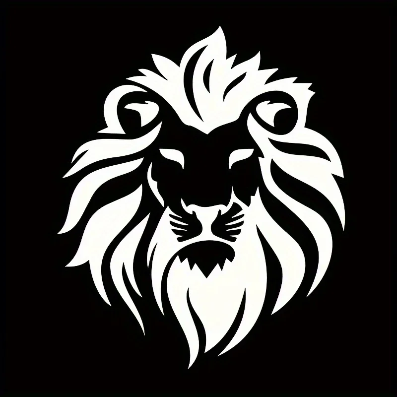 

1 шт., черно-белая стилизованная наклейка с головой льва для автомобиля, мотоцикла, стильная наклейка для экстерьера автомобиля, крутая наклейка с изображением животного автомобиля