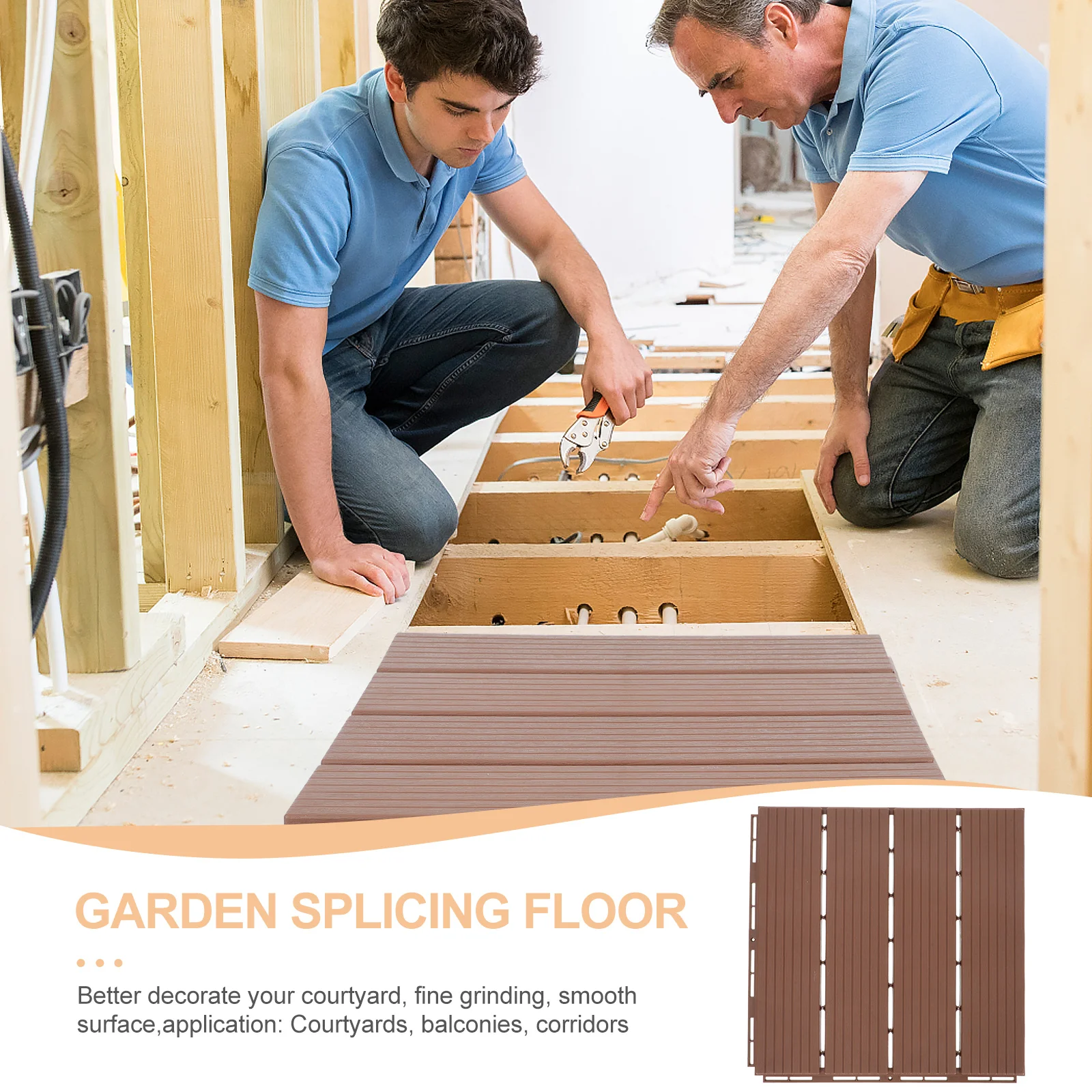 

Patio Flooring Outdoor Waterproof Wood Plastic Decking Boards Brown outside Floors