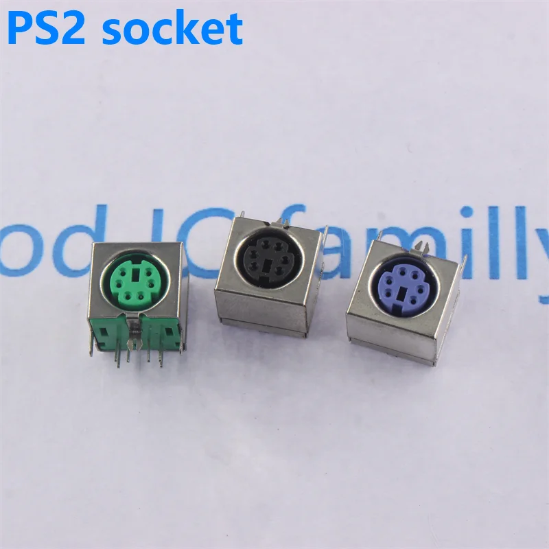 5PCS Keyboard Socket PS2 6P Purple Green black Mouse Socket 6p 6pin 6-pin Connector