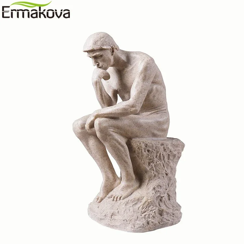 ERMAKOVA Abstract Art Thinker Statue Thinking of You Figurine Natural Sandstone Craft Sculpture Modern Home Office Decoration