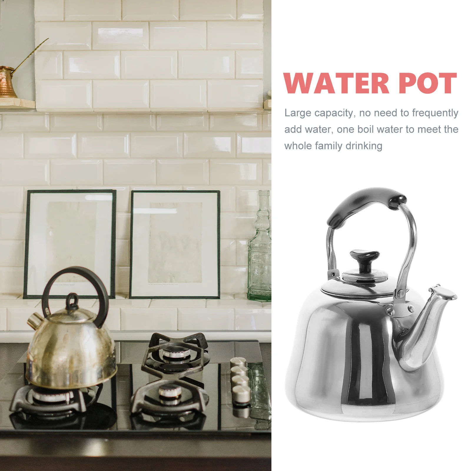 

Whistling Stovetop Tea Kettle 1.5L Stainless Steel Water Boiling Kettle Kitchen Fast Heating Anti-Scald Handle Loud