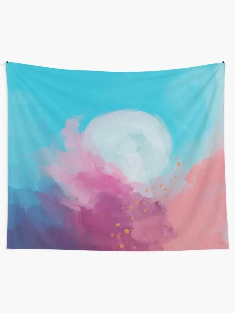 Abstract Dreamy Full Moon - Pink Blue Painting by Morgan Harper Nichols Tapestry Bedrooms Decor Home Decor Aesthetic Tapestry