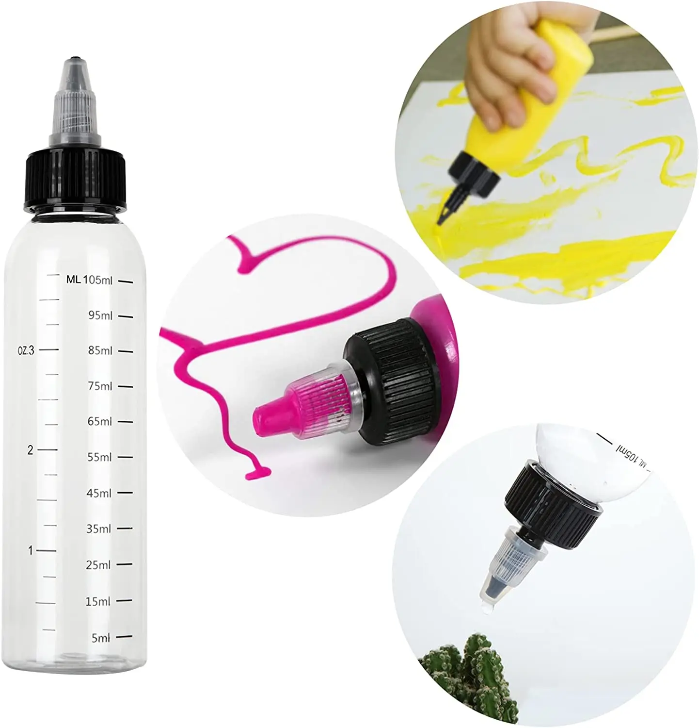 30ml-500ml Empty Hair Dye Bottle Measured Twist Top Cap Refillable Squeeze Container With Graduated Scale For Tattoo Pigment Ink