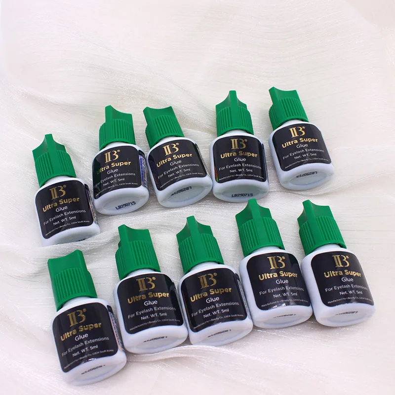 10 個 Ibeauty 超スーパー接着剤速乾性黒つけまつげエクステンション接着剤韓国オリジナルプロフェッショナルツールグリーンキャップ