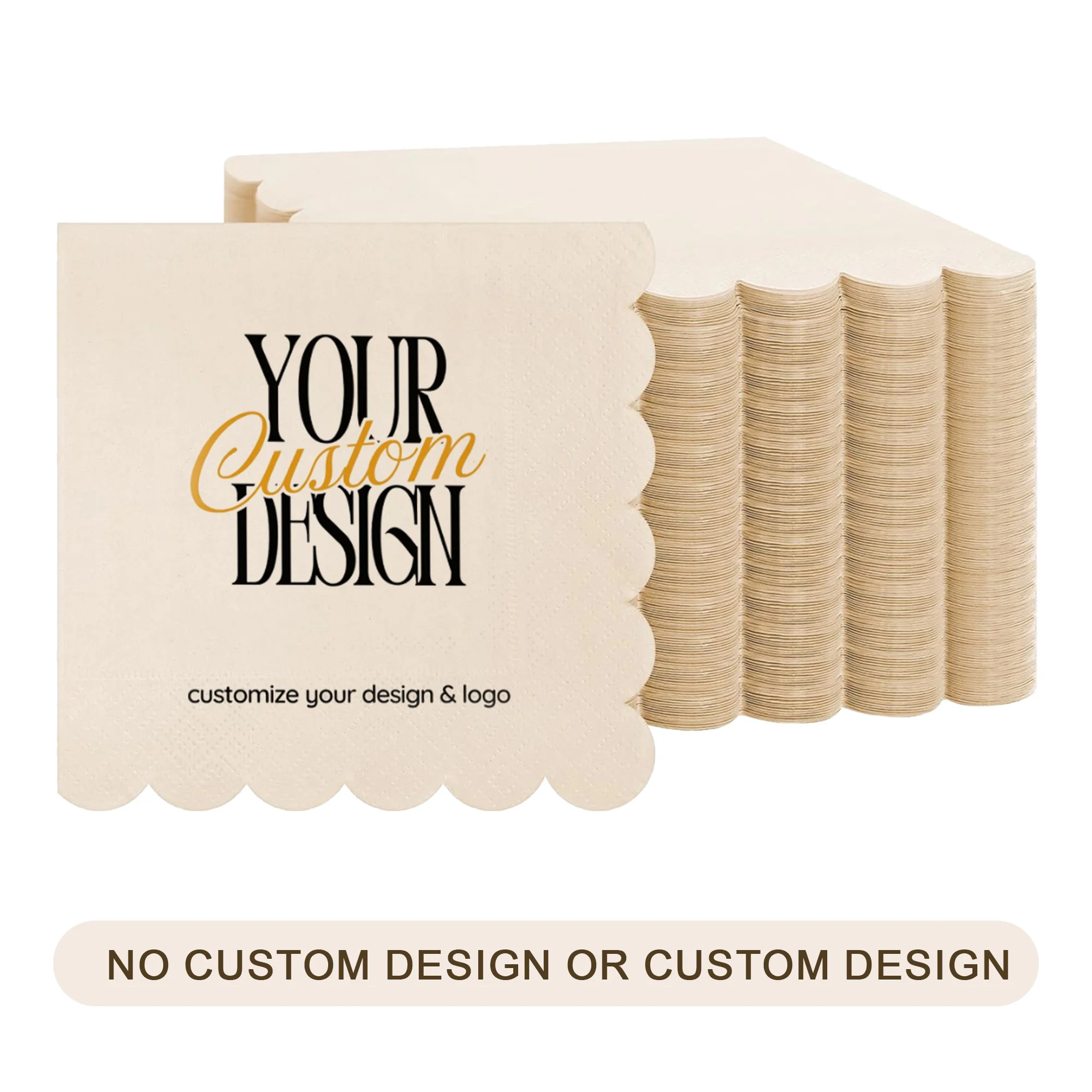 

Custom Paper Napkins of Your Design Scalloped Sage Cocktail Napkins Disposable Napkins for Wedding Baby Shower Hen Party Deco
