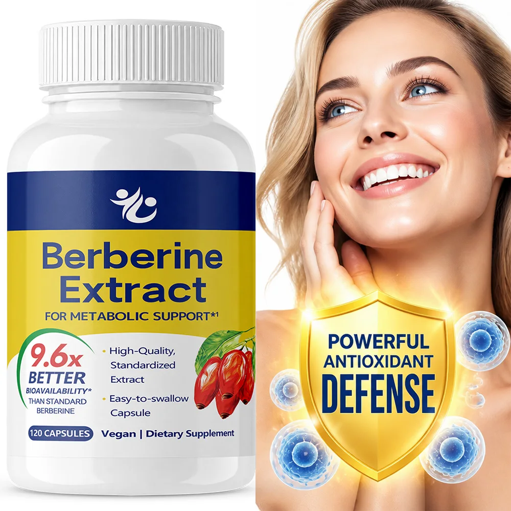 Berberine Supplement, 120 Capsules, Supports Healthy Glucose Metabolism and Metabolic Wellness - Vegan, Non-GMO