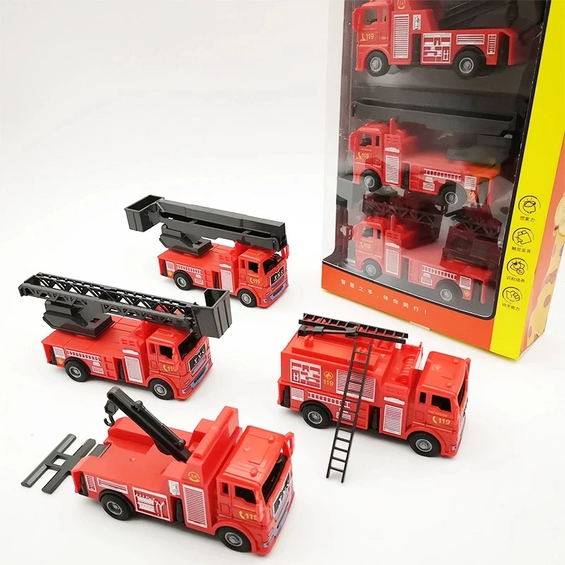 

1: 64 plastic ladder fire truck model,simulation rescue car toy,original packaging children's toy,wholesale