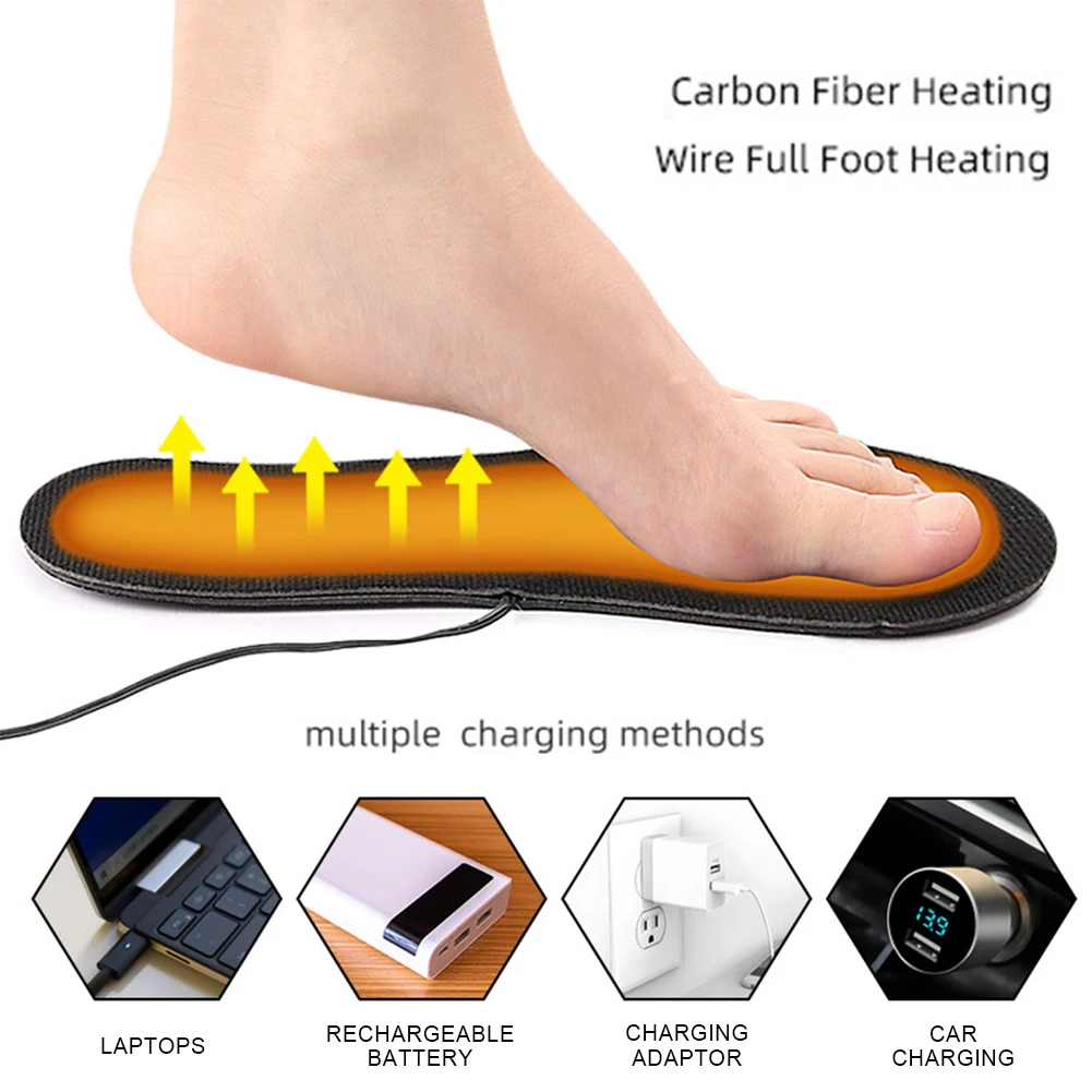 USB อุ่นรองเท้า Insoles ไฟฟ้ารองเท้า Pad ล้างทําความสะอาดได้ Foot Warming Pad ไฟฟ้า Heated Insoles สําหรับฤดูหนาวตกปลาตกปลา