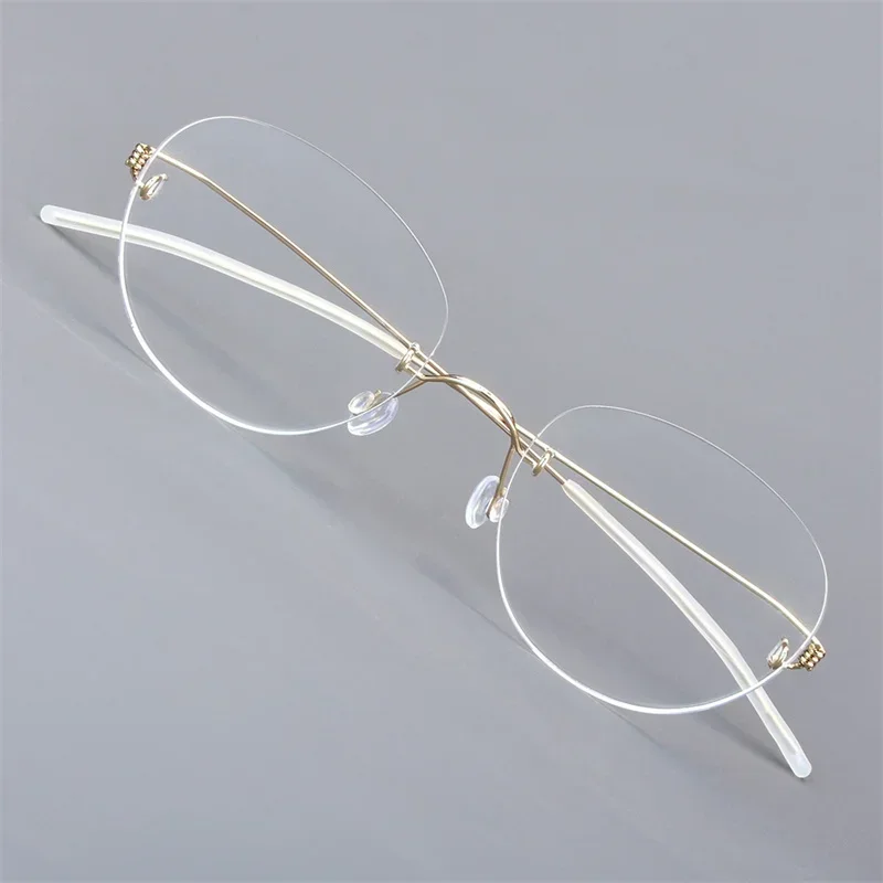 Oval Round Glasses Frame Rimless 2242 Denmark Titanium Men Women Screwless Circle Spectacle Eyeglasses No Rim Ultralight Eyewear