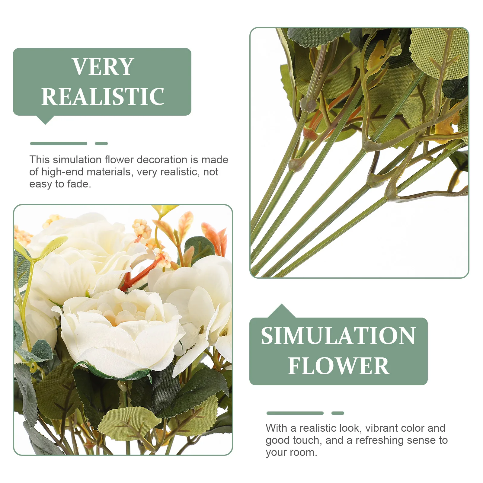

Stable Realistic Artificial Flower Bouquet Home Desktop Windowsill Bookshelf Outdoor Fake Floral Arrangement Faux Plants Outdoor
