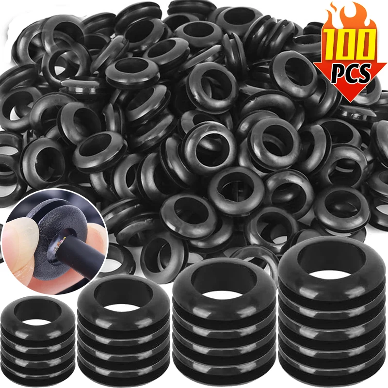 20/100PCS O Gummi Dichtung Ring Schwarz 8MM 10MM 12MM 14MM Doppel-seite Dichtung Unterlegscheibe draht Kabel Loch Schutz Werkzeug Tülle Dichtungen