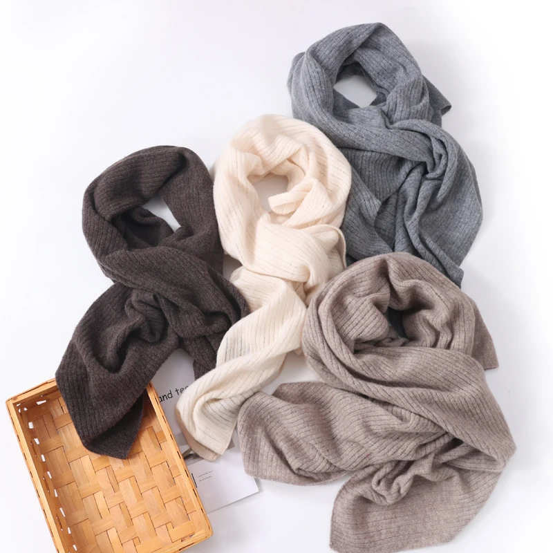 

Solid color wool scarf ladies autumn and winter new flat fashion warm shawl Joker scarf crumpled knit scarf