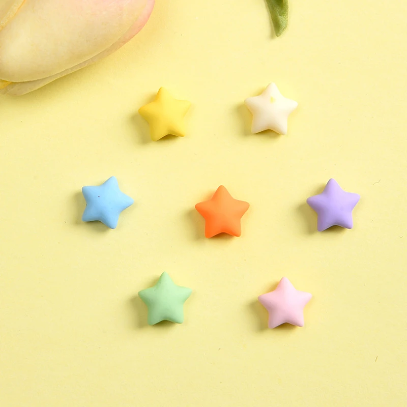 10pc Kawaii Colorful Mini 3D Five Pointed Star Flatback Resin Figurine Phone Case Decor DIY Earring Headwear Jewelry Accessories