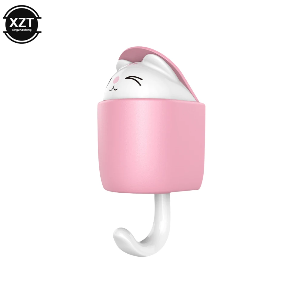 Cartoon Cat Hook Self Adhesive Dormitory Bedroom Door Hangers Hooks Key Umbrella Towel Cap Coat Rack Wall Animal Decoration Rack