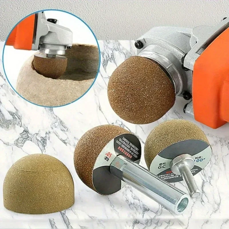 1pcs Diamond Brazed Polishing Wheel Mushroom Grinding Head Stones Engraving 50/100/200Grits Marble Stone Pebble Internal M10Hole