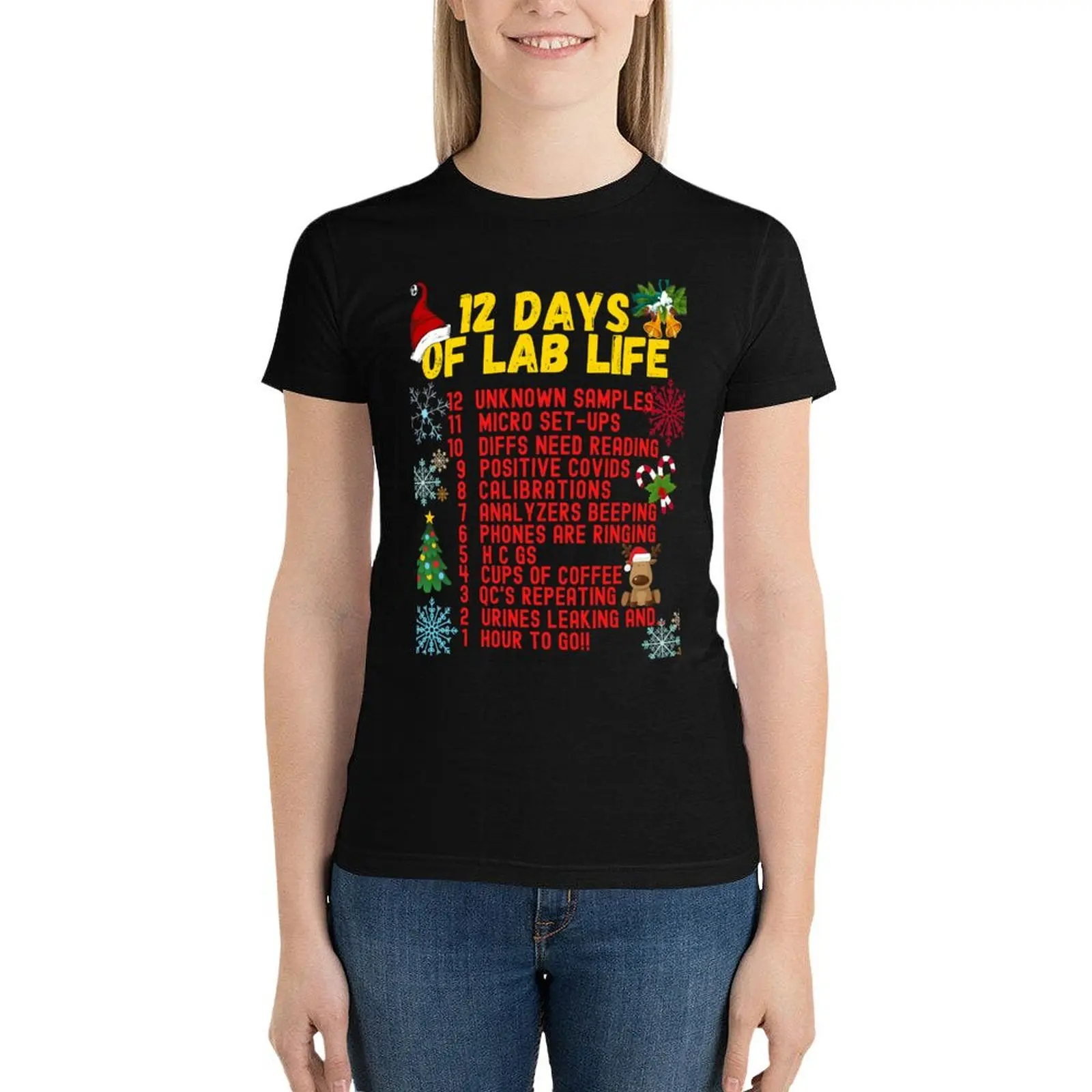 

12 DAYS OF LAB LIFE CHRISTMAS MEDICAL LABORATORY SCIENTIST T-Shirt funny Aesthetic clothing hippie clothes Women t shirt