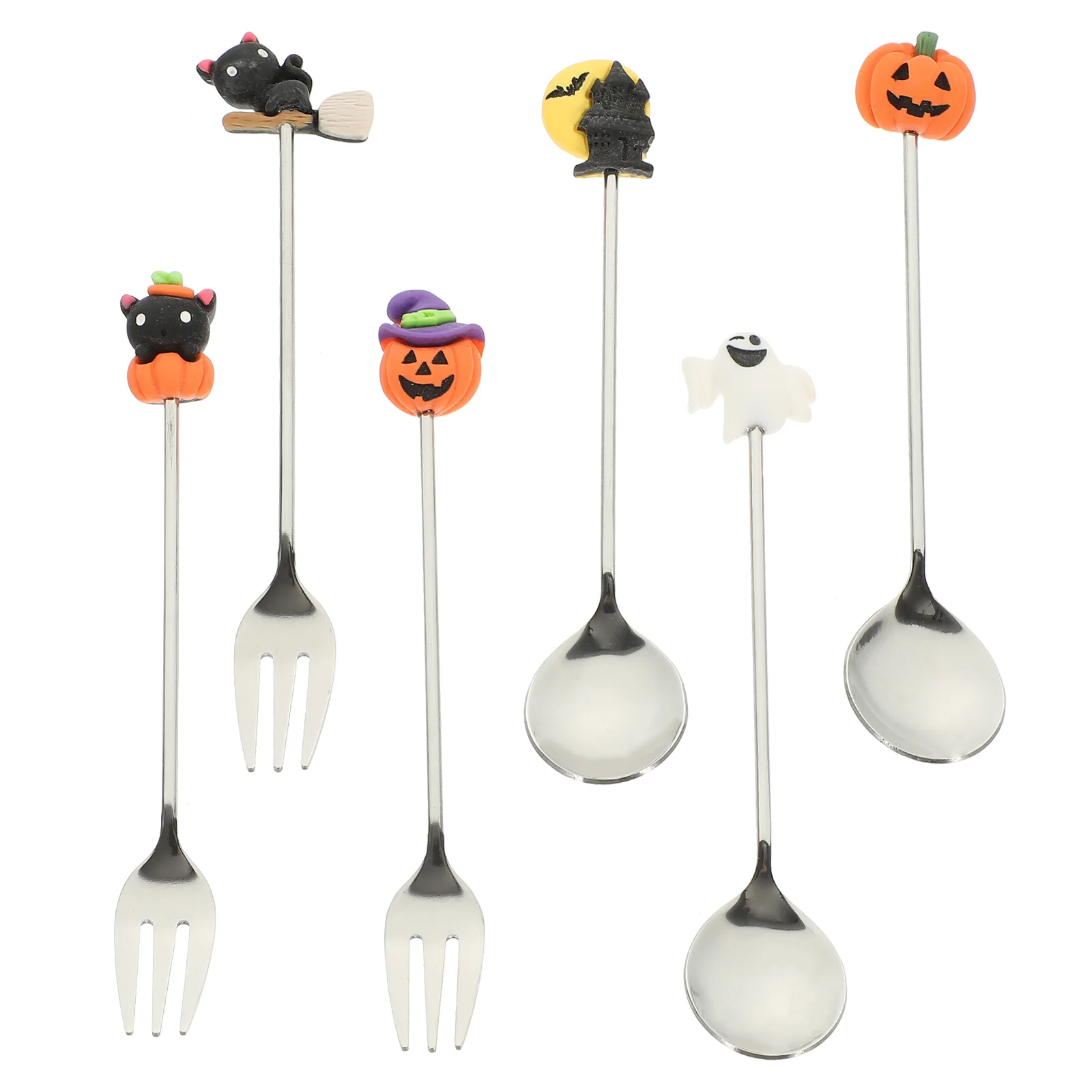 

Halloween Sugar Spoon Creative Tableware Set Forks Cake Stainless Steel Dinner Peanut Butter Silverware