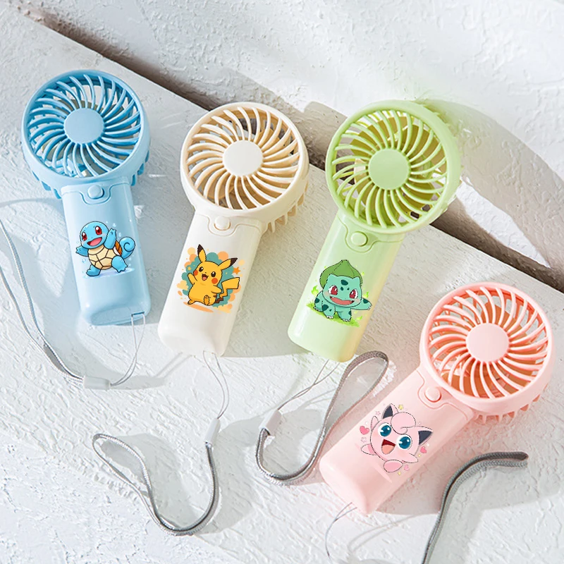 Pokemons Cartoon Cute Handheld Mini Fan for Men Women Pikachu Anime Fashion Cooling Artifact Good-looking Portable Blower Fan