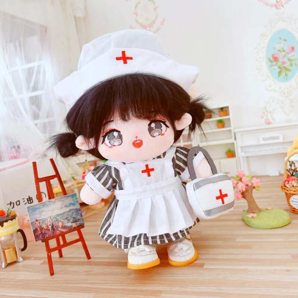 Nurse Dress Set 20CM Cotton Doll Clothes Replacement Outfit Stuffed Doll Plush Suit Princess Shoes Mini Plush Toys Clothes