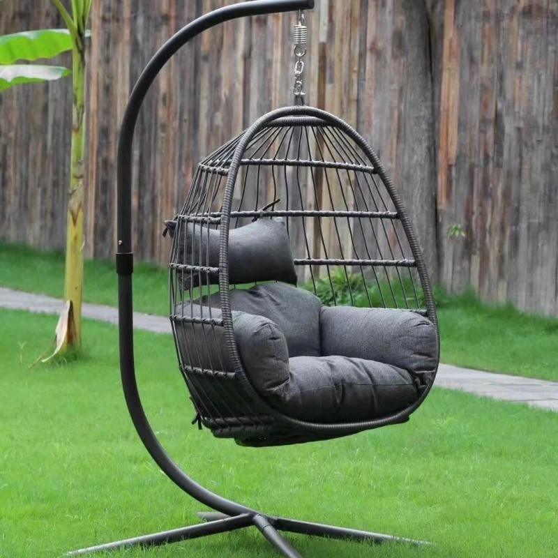 Modern outdoor egg swing chair with aluminum bracket, indoor and outdoor garden