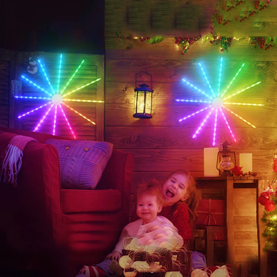 À prova dwaterproof água 18 modos rgb luzes da corda de fogos de artifício remoto natal fadas jardim luzes guirlanda para festa em casa fundo decoração da parede