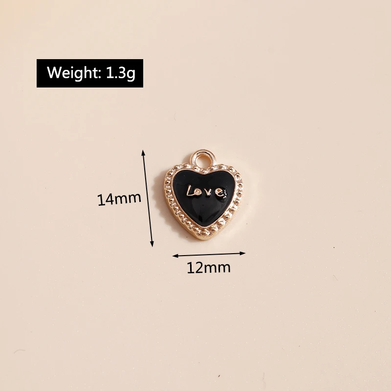 Picture 3: 10pcs 12*14 Enamel 4 Color Heart Charms for Jewelry Findings DIY Letter Love Charms Handmade Necklaces Pendants Earrings Making