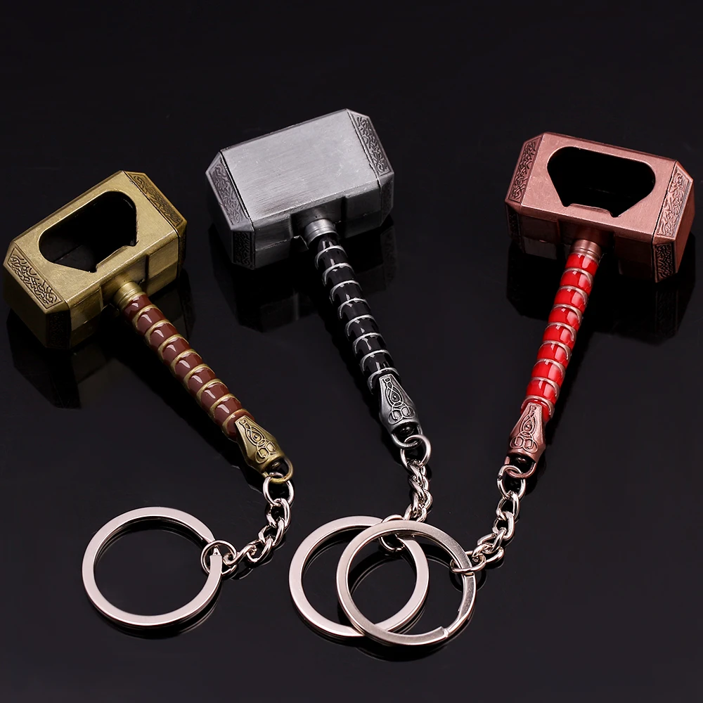 Superhero Thor Odinson of Hammer Pendant Keychain The Avengers Metal Bottle Opener Keyring for Men Key Accessories Toy Gifts