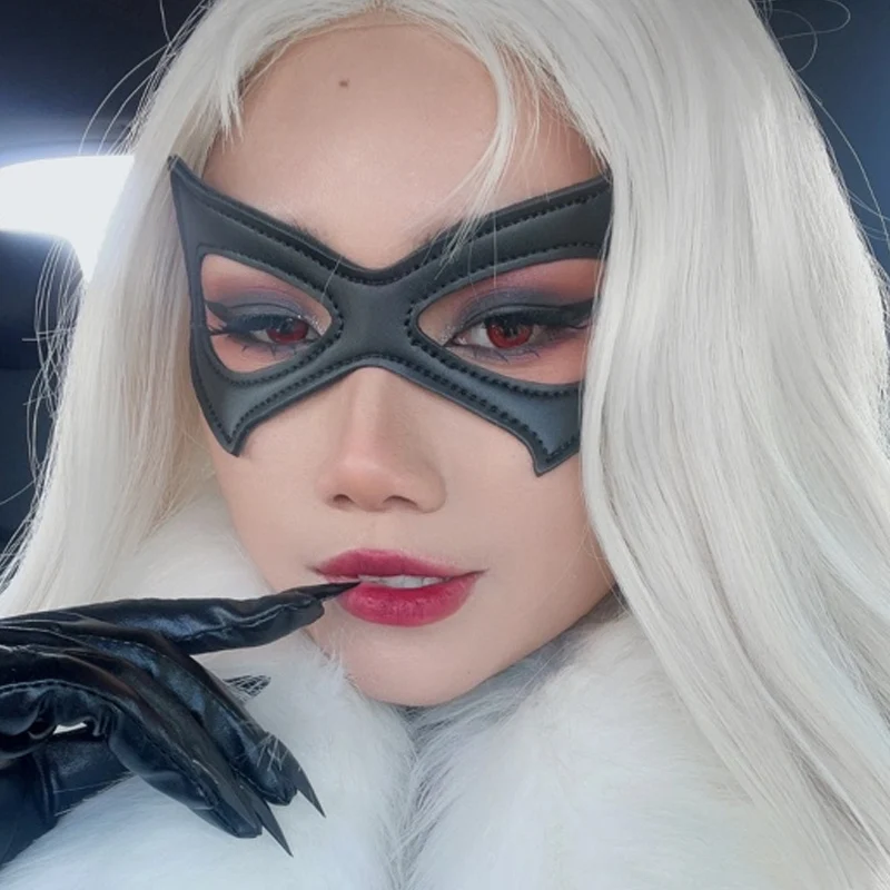 할로윈 코스프레 고양이 마스크 펑크 고딕 눈가리개 섹시 가죽 하라주쿠 파티 롤플레잉 동물 코스튬 하프 마스크 성인용 아동용