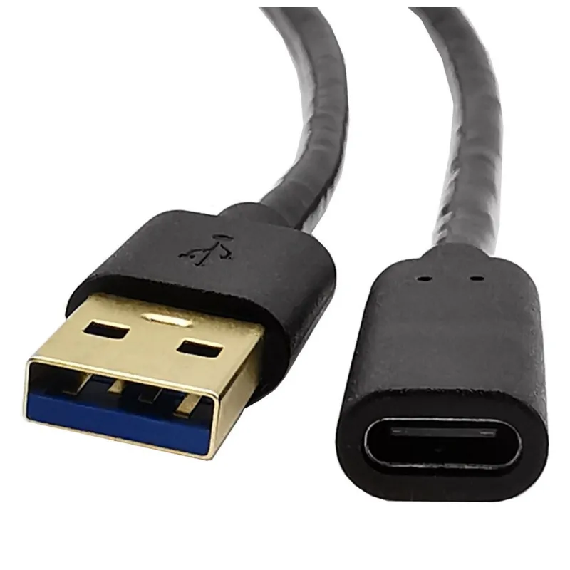 Kabel Data Berlapis Emas dengan 5Gbps Ttype-C ke USB 3.1 Pria ke Type-C Female - Kecepatan yang Ditingkatkan