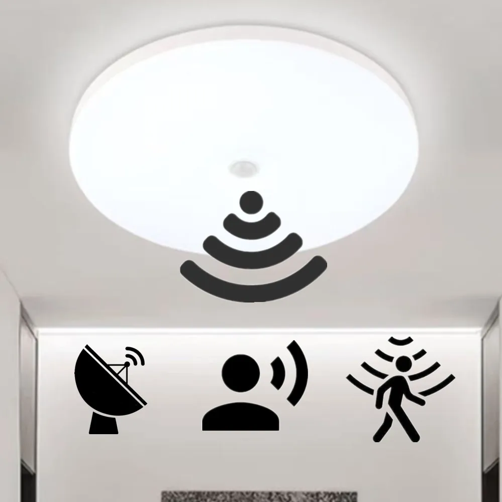 محس حركة مصباح السقف 12 واط 18 واط PIR كاشف حركة إضاءة السقف الحديثة للممر المرآب درج شرفة التيار المتناوب 220 فولت ﻿