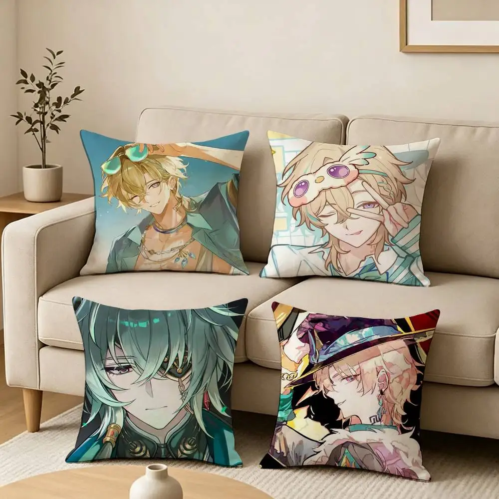 Game Honkai Star Rail Aventurine-E  Pillow Case Square Double-Sided Sofa Cushion Cover Bedroom Bedside Pillow