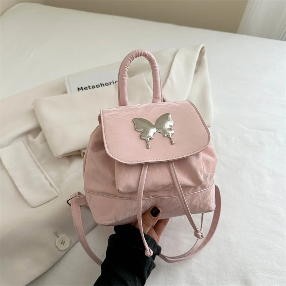 

New PU Women's Backpack Solid Color High-capacity Mini Backpack School Backpack Women