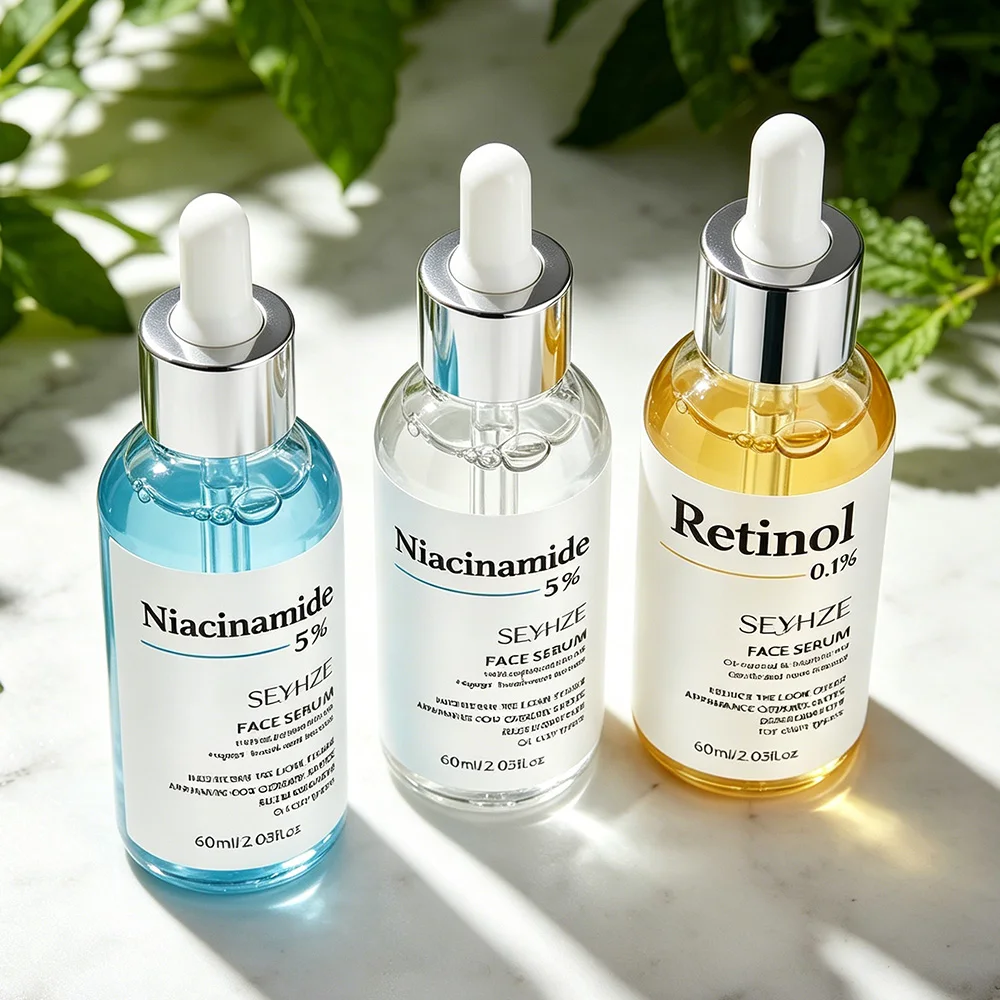 SEYHZE 1Bot SalAcid&Retinol Serum 3pcs Set w/ Niacinamide+Collagen Ceramide Aloe+Centella Brighten&Firm Sensitive 24H Hydrate Ev