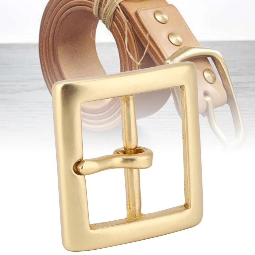 Metal Construction Brass Belt Buckle Single Pin End Bar 38x48mm Size Square Center Bar Buckle Sturdy Build Roller Buckle