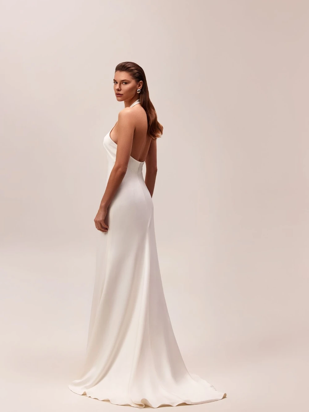 Vestido de novia de satén de sirena minimalista, vestido de novia Sexy con cuello Halter y cremallera en la espalda, ropa de novia personalizada hasta el suelo Simple moderna