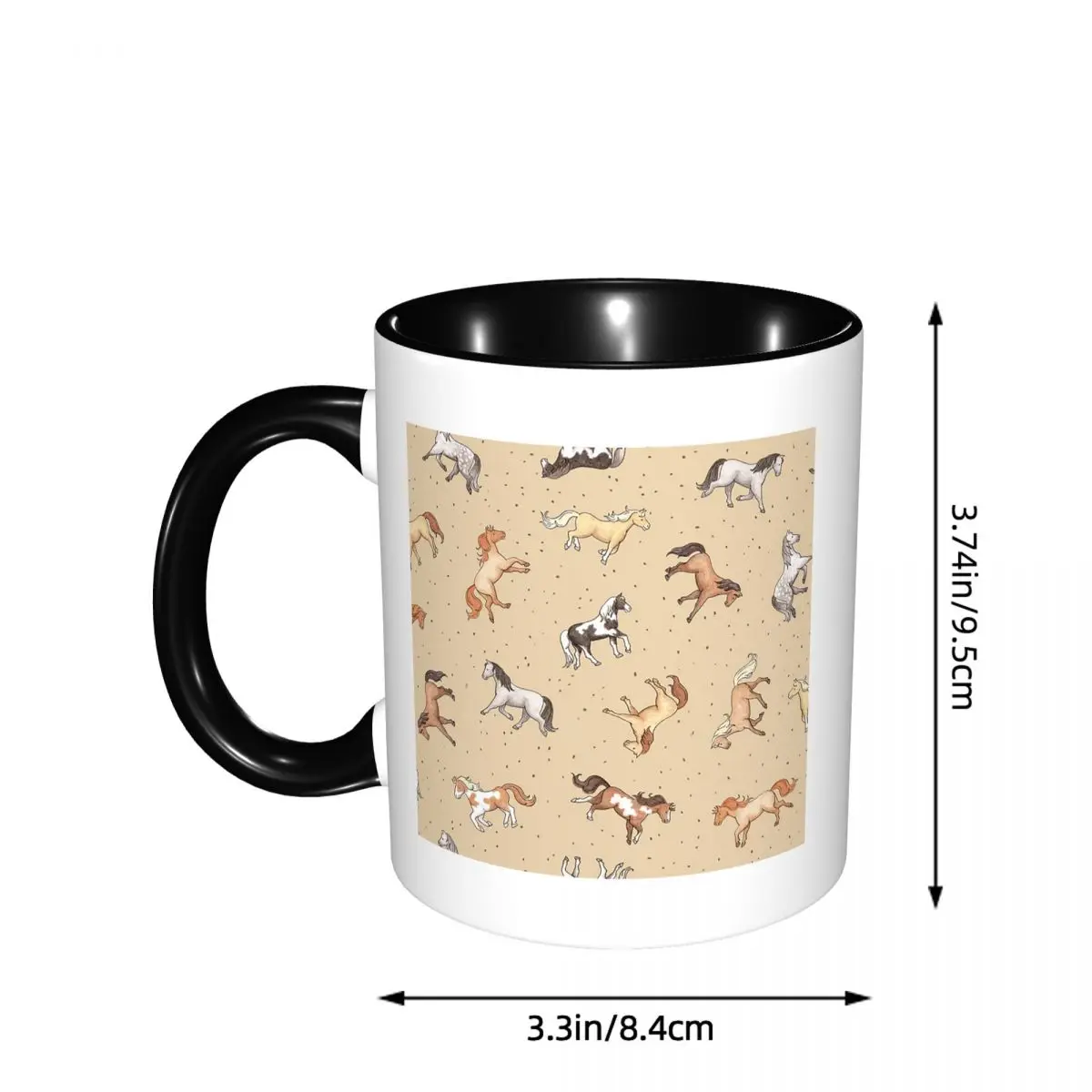 Scattered Horses Spotty On Taupe Mug Funny Ceramic Coffee Cups Tea Mugs Milk Cup Drinkware Gifts for Woman Man