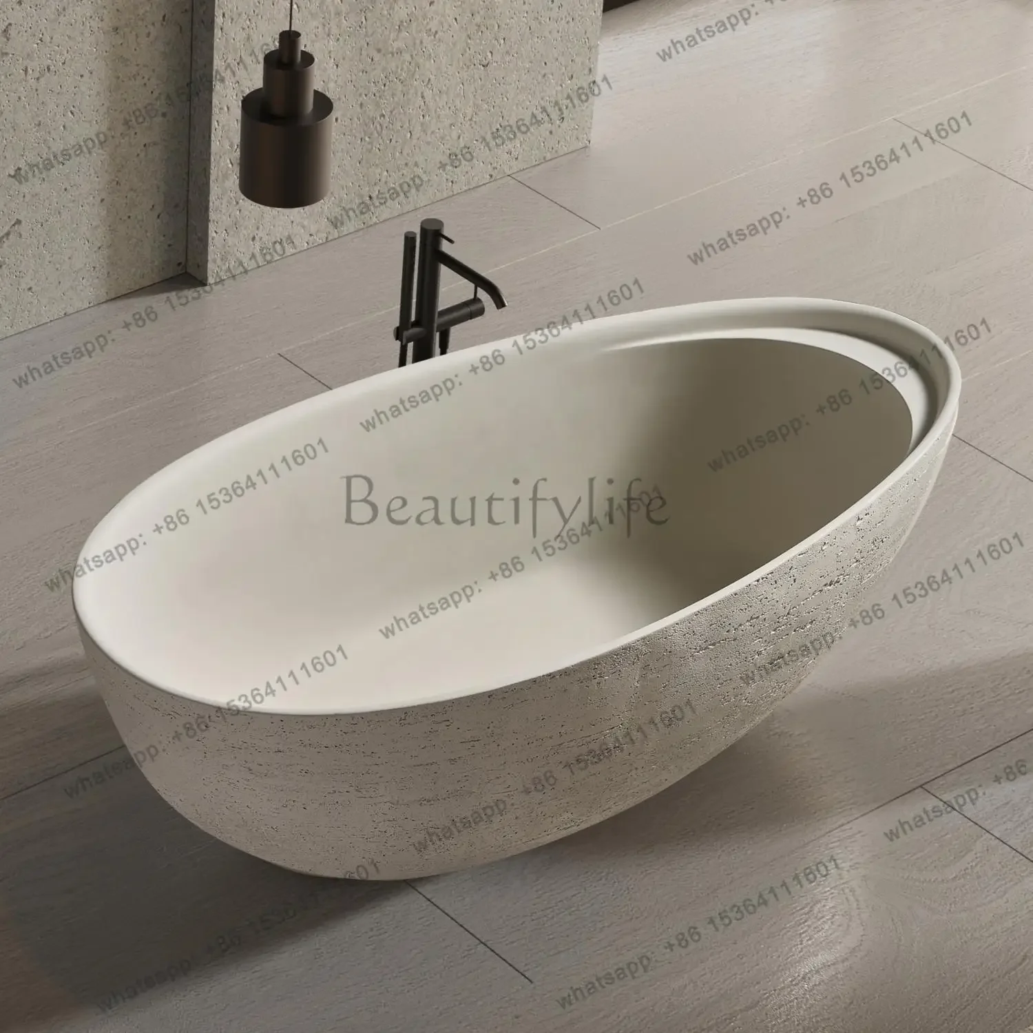 

yj58 Natural Beige Roman Travertine Bathtub, Freestanding Soaking Tub for Villa Hotel, Easy Clean & Heat Retaining, Customizabl